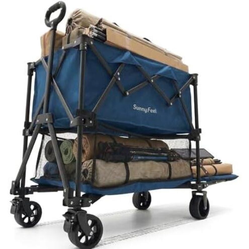 47-inch 270L Double-Layer Portable Outdoor Push Cart - 44% Off