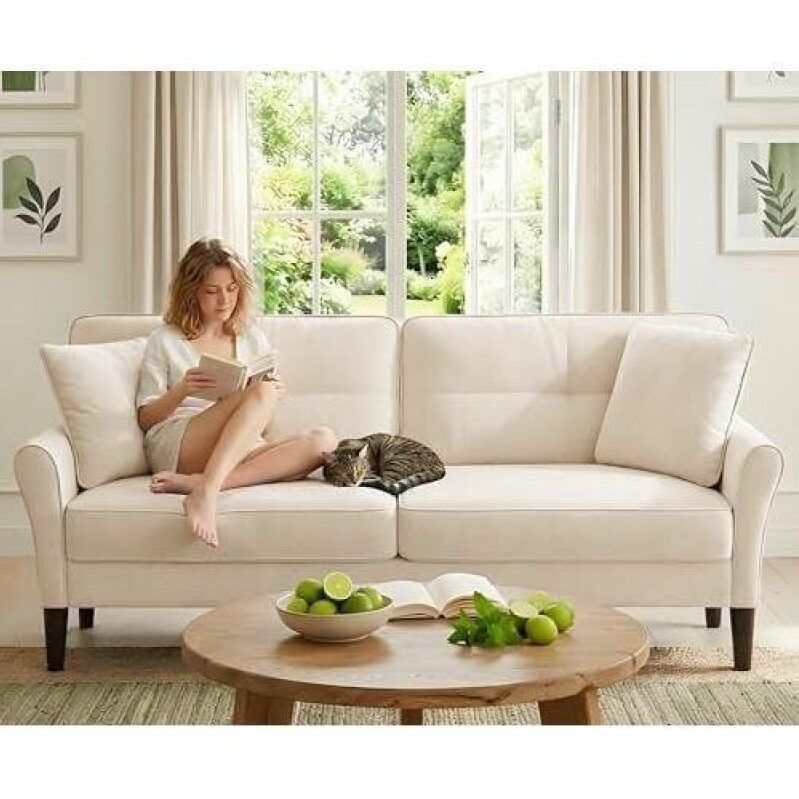 69 Inch White Velvet Loveseat with 24% Discount - Elegant Seating Solution