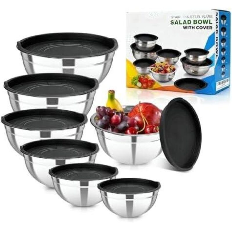 7-Piece Stainless Steel Mixing Bowls Set with Lids - 45% Off