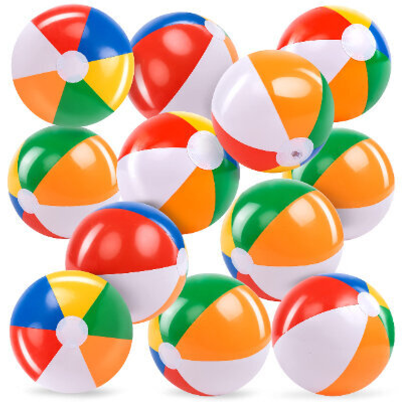 12-Inch Rainbow Beach Balls, 12-Piece Set