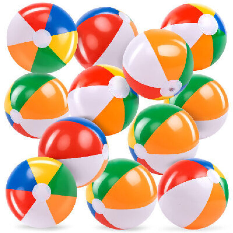 12-Inch Rainbow Beach Balls, 12-Piece Set