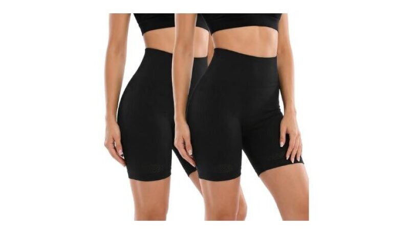 2 Pack High Waisted Shorts for Women - Tummy Control & Squat-Proof Workout Shorts