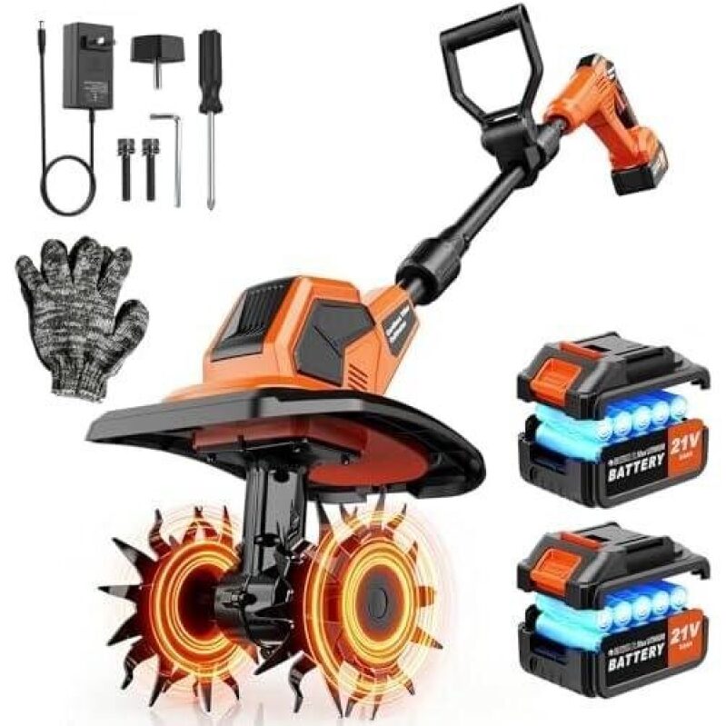 High-Efficiency 400 RPM Cordless Garden Tiller for Weed Removal - 54% Discount