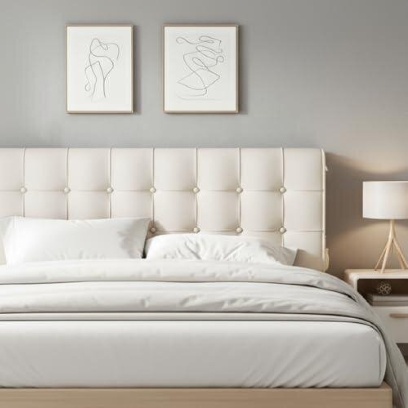 Full-Size Detachable and Washable Beige Wall-Mounted Headboard - 50% Discount