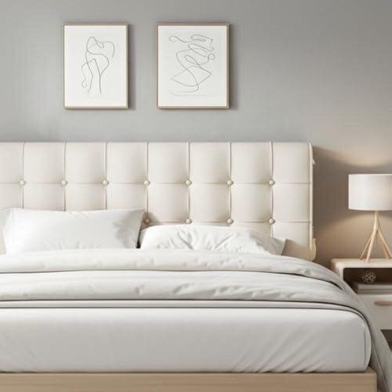 Full-Size Detachable and Washable Beige Wall-Mounted Headboard - 50% Discount