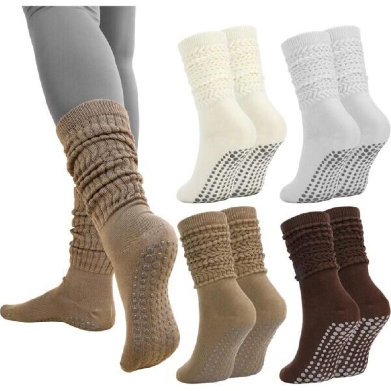 Jspupifip 4 Pair Yoga Grip Socks for Women - Non-Slip, Comfortable, and Durable
