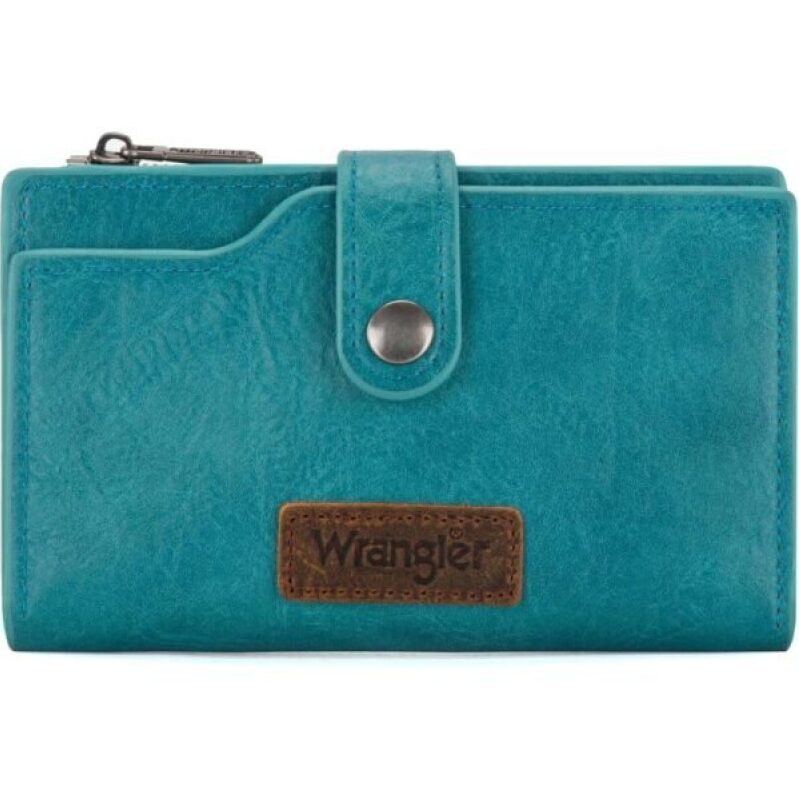 Wrangler Wallet for Women Bifold Card Holder with Zipper Pocket - Turquoise
