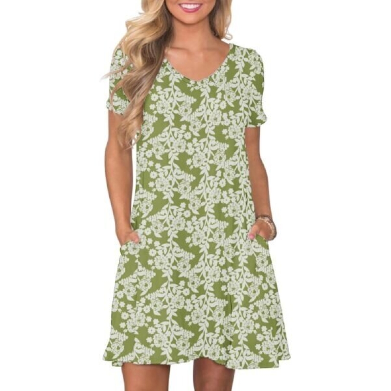 Moodclo Floral Green Summer Dress - Sustainable Style - CP Deals