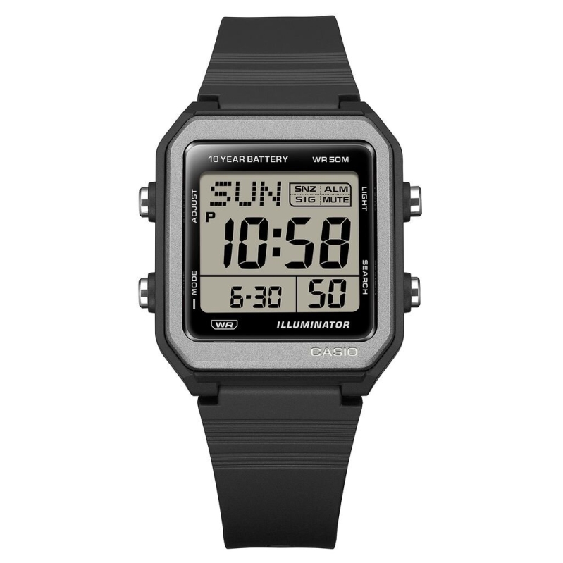 Casio Black Digital Resin 10 Yr Battery 50m Watch - Long-Lasting Style