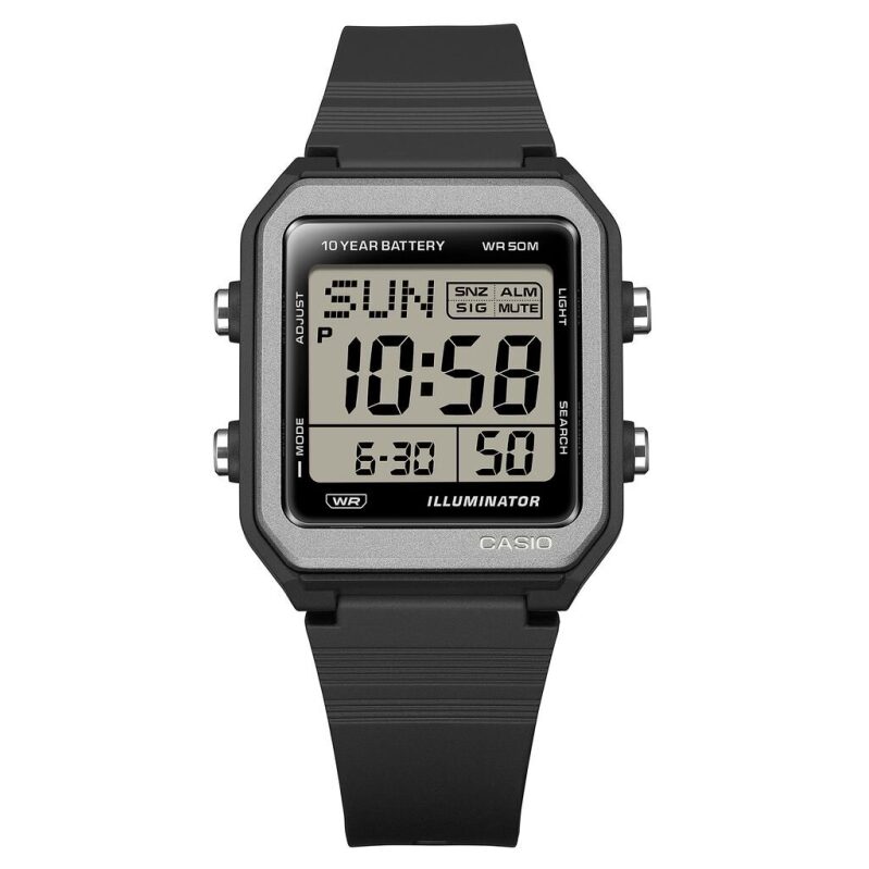 Casio Black Digital Resin 10 Yr Battery 50m Watch - Long-Lasting Style
