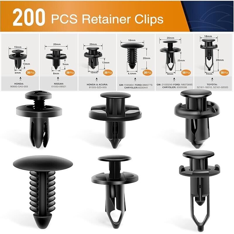 200-Count Universal Plastic Fender Clips - Ideal for Car Trim Replacement