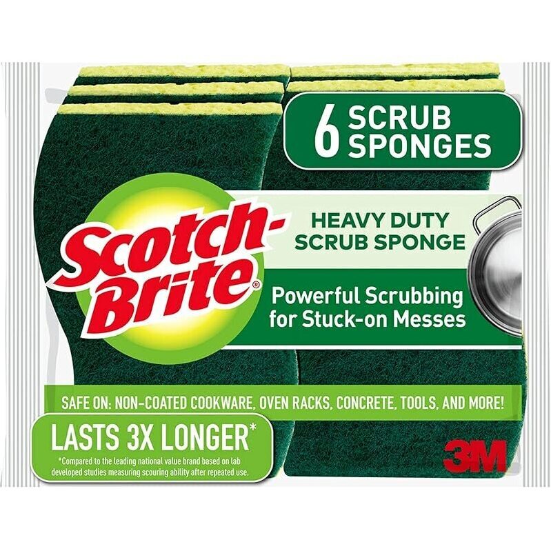 Scotch-Brite Heavy Duty Scrub Sponges - 36 Count - Powerful Scrubbing for Stuck-on Messes