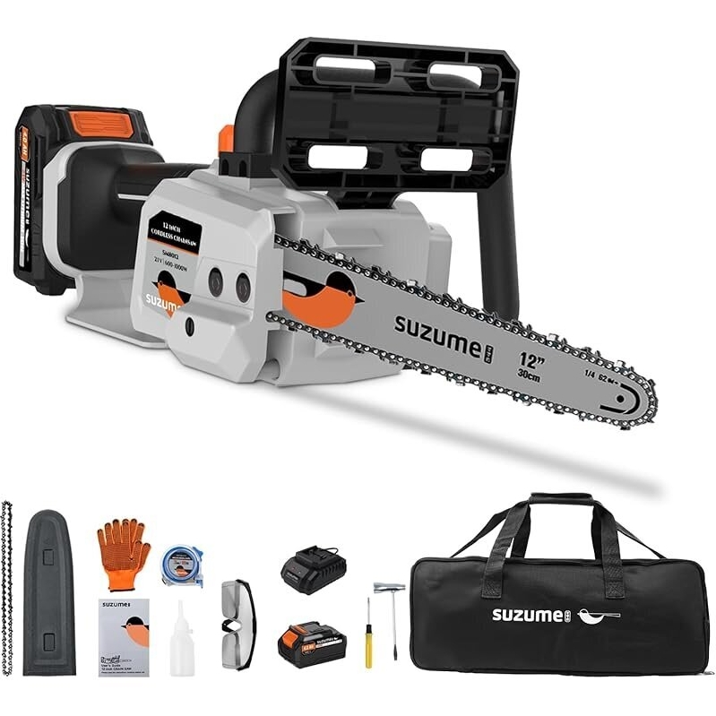 SUZUME Battery Chainsaw 12 Inch with Dual 4.0Ah Batteries