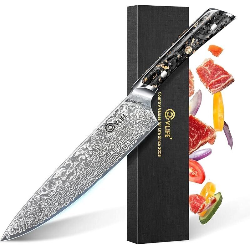 8-in Japanese Damascus Steel Chef Knife - High Carbon Full Tang