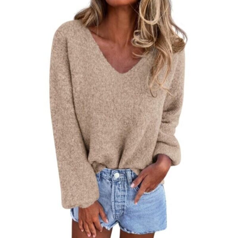 KIRUNDO Women's Sweater: Fall 2026 V-Neck Loose Knit Top