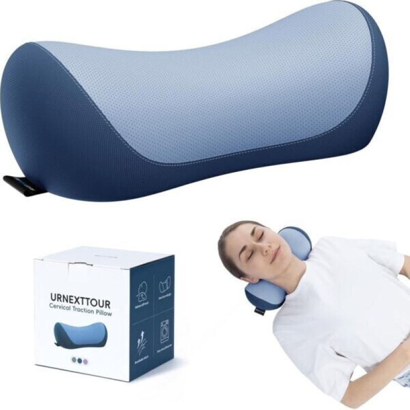 Cervical Traction Pillow - Blue Memory Foam Neck Pillow for Relief