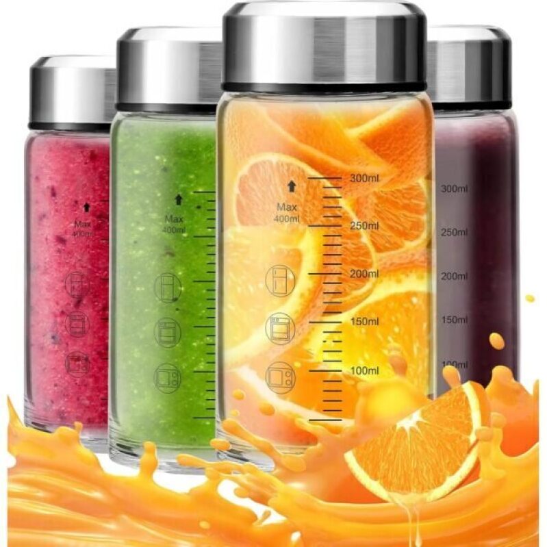 Premium Glass Juice Bottles with Lids - 12 oz - 50% Off