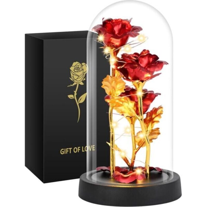 Eternal Rose Gift for Mom - Illuminated Glass Dome Display