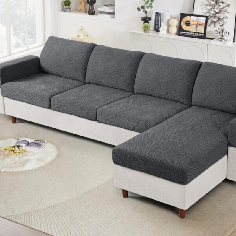 Elegant Gray Stretch Sofa Cover - Perfect for Modern Living Spaces