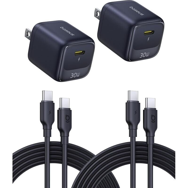 Baseus 30W USB-C Charger Block (2-Pack) - Fast Charging for Multiple Devices