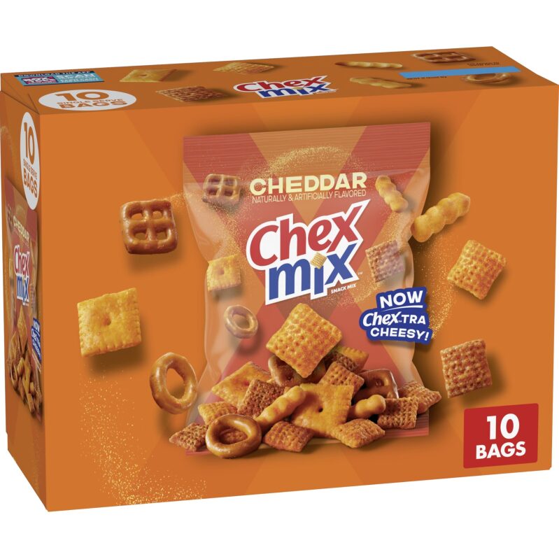 Chex Mix Cheddar Snack Mix - Single Serve Snack Bags (10ct, 17.5oz)