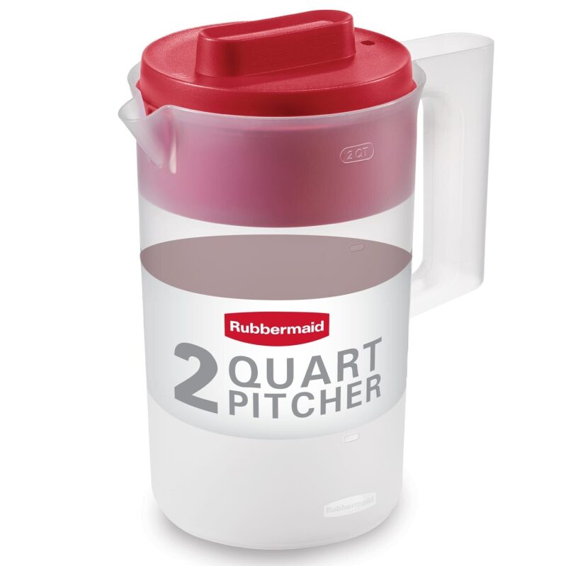Rubbermaid 2-Quart Plastic Pitcher - Clear/Red with Versatile Lid