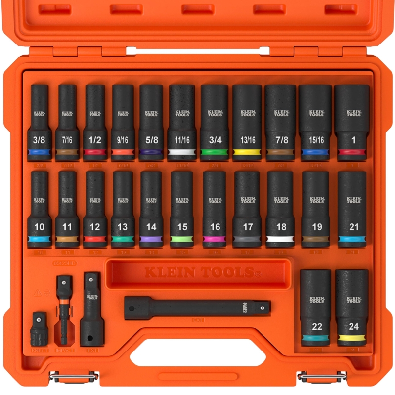Klein Tools 65123HD KNECT Deep-Well Impact Socket Set - Professional Grade