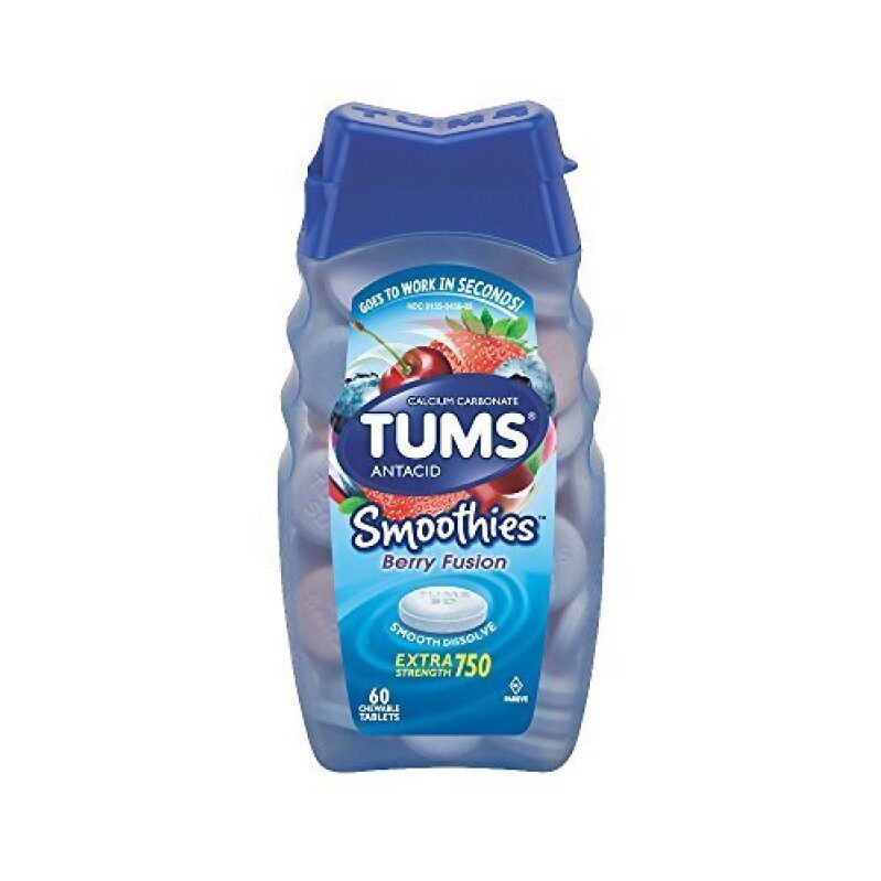 Quick Relief with TUMS Smoothies Berry Fusion Chewy Tablets, 60 Count