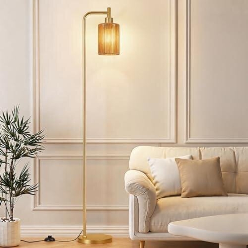 Moderno Stand Floor Lamp with Rattan Shade - 50% Discount