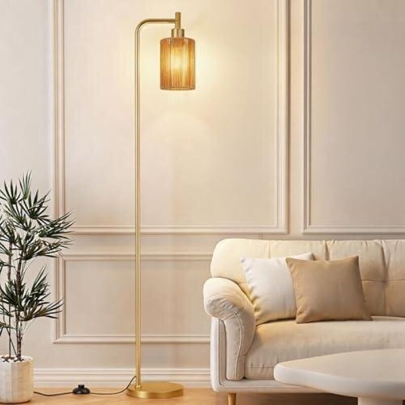 Moderno Stand Floor Lamp with Rattan Shade - 50% Discount