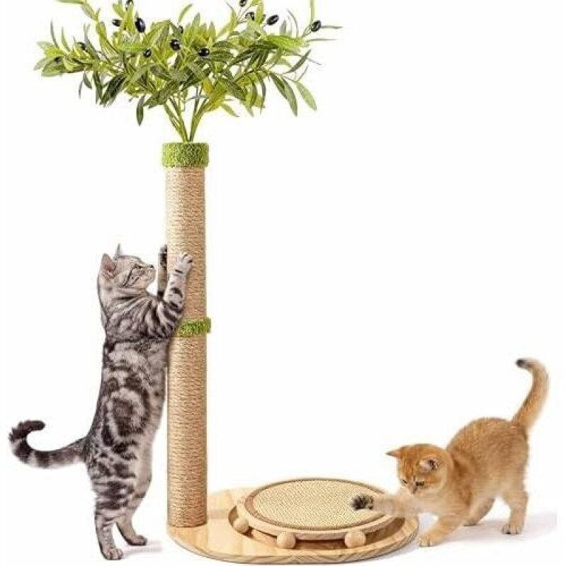 39-Inch Olive Shape Stable Ball Interactive Cat Scratching Post - 50% Off