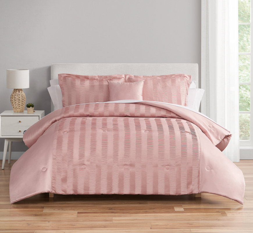 Mainstays Blush Pink 10 Piece Bed in a Bag Comforter Set - Queen Size
