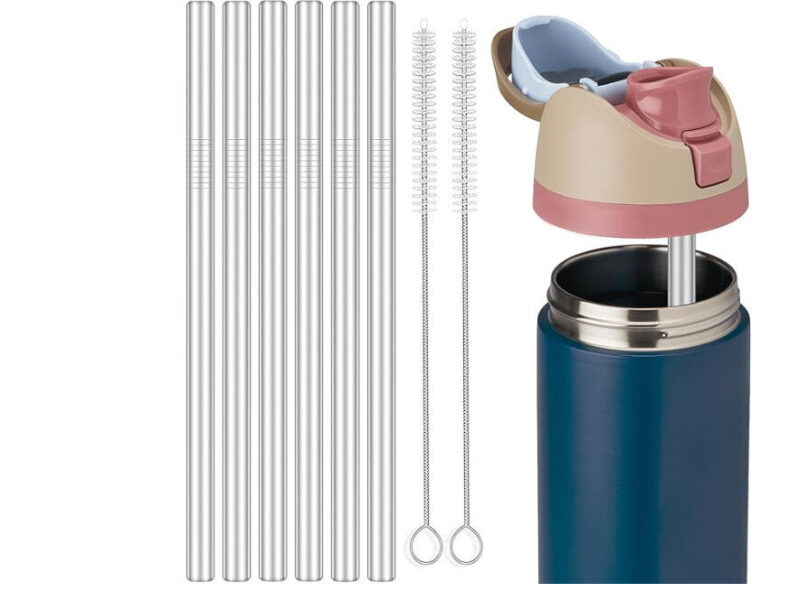 6-Pack Stainless Steel Straws Compatible with Owala 24/32oz Bottles - Prime Exclusive Deal