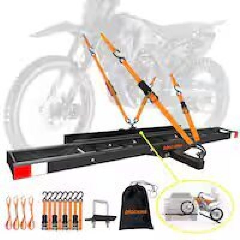 73-Inch Anti-Tilt Hitch Motorcycle Carrier with 500 lbs Capacity