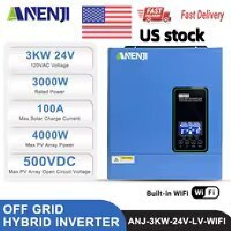Efficient 3KW Hybrid Solar Inverter with MPPT Charger - US Stock
