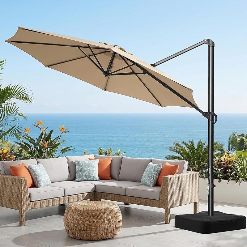 Olilawn 10ft Cantilever Offset Patio Umbrella with Base