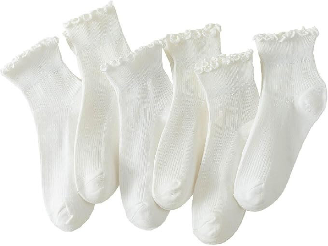 Premium Quality Lace Trim Ankle Socks for Women - 6 Pairs