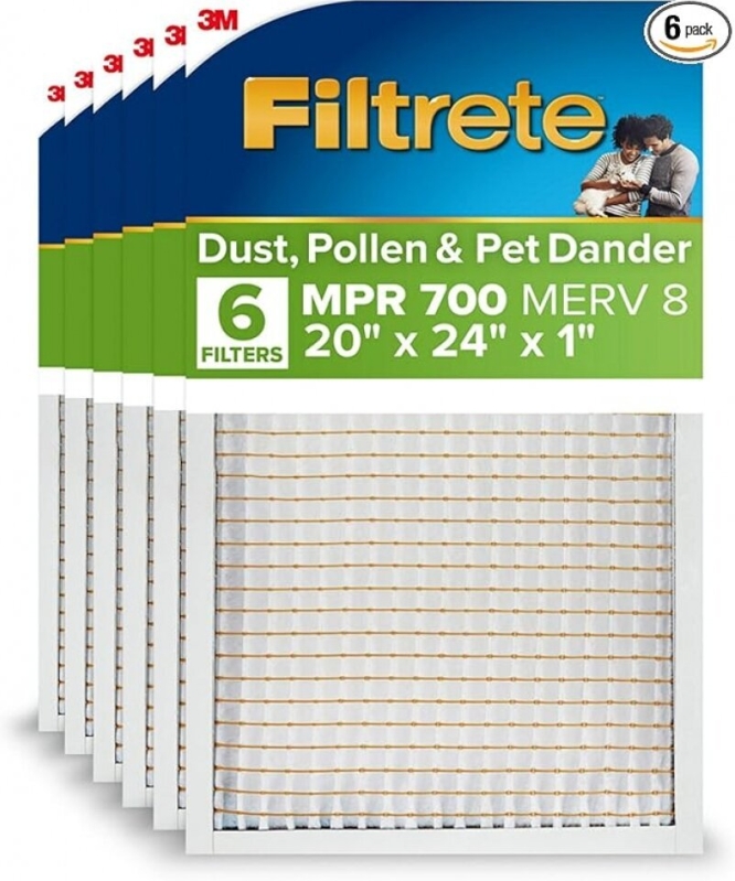 Filtrete 20x24x1 AC Furnace Air Filter, MPR 700, MERV 8, 6-Pack