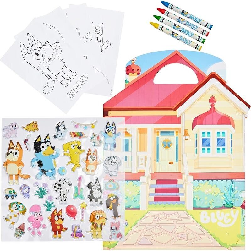 Bluey Stickers Activity Set for Kids - Fun Creative Set with Crayons