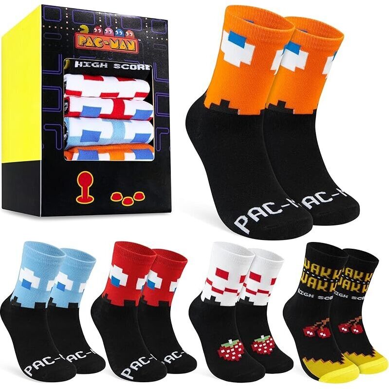 5-Pack Pac-Man Novelty Socks for Teens - Retro Arcade Vibes