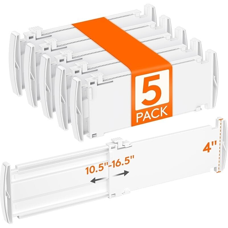 Lifewit 4-inch Tall 5 Pack Drawer Dividers for Neat and Organized Drawers
