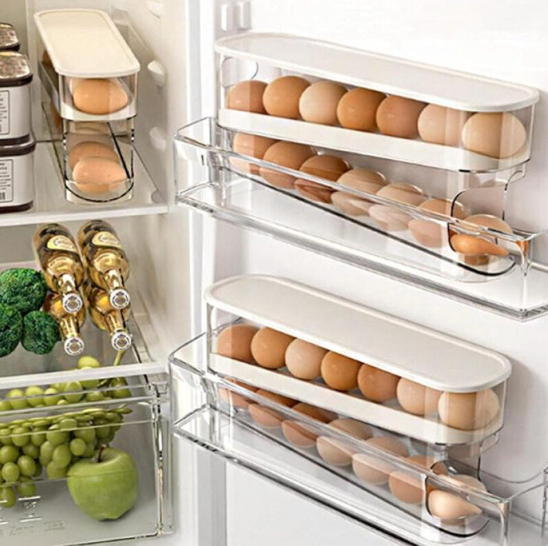 Automatic Rolling Egg Organizer - Save Space in Your Fridge