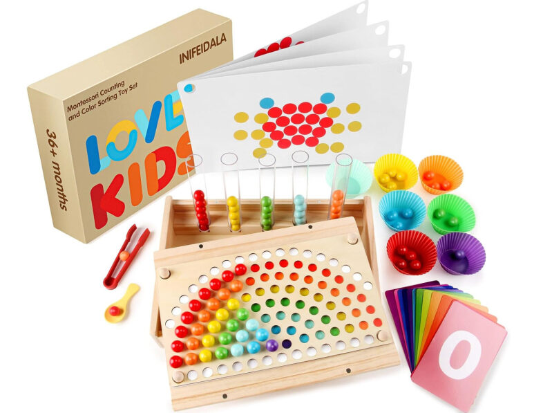 Inifedala Montessori Counting and Color Sorting Toy Set for Kids