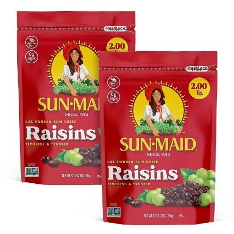 Sun Maid California Sun-Dried Raisins - Natural, Non-GMO, 2-Pack Deal