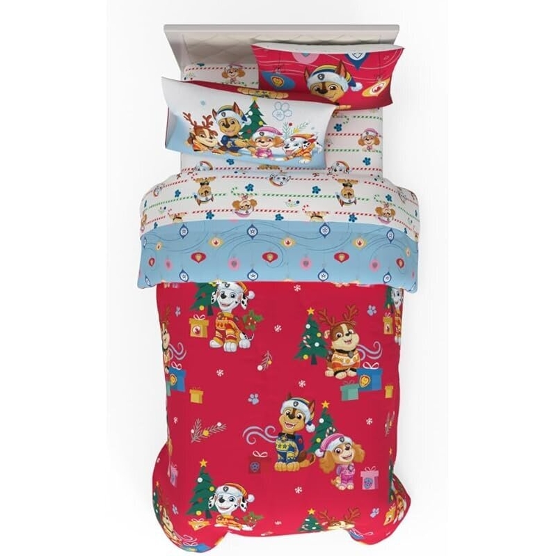 5-Piece PAW Patrol Holiday Kids Bedding Set - Festive Fun for Little Pup Fans