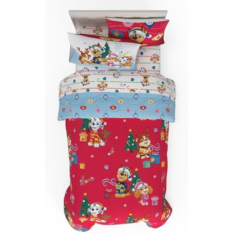 5-Piece PAW Patrol Holiday Kids Bedding Set - Festive Fun for Little Pup Fans