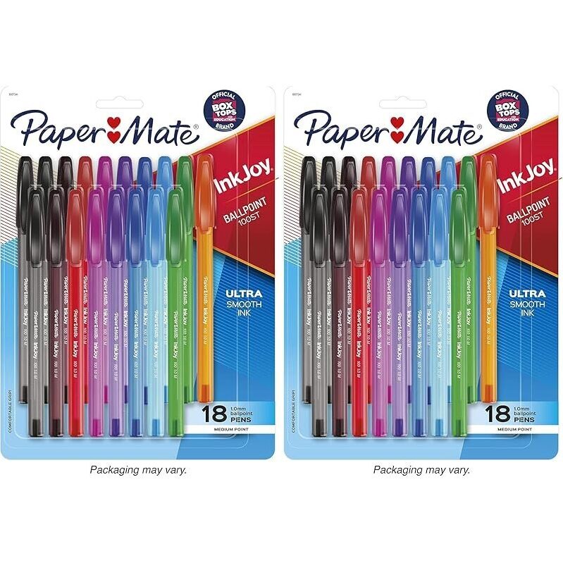 36-Count Paper Mate InkJoy 100ST Ballpoint Pens - Ultra Smooth, Multi-Colored, Reliable Writing