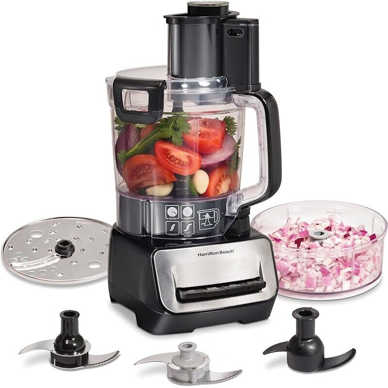 Hamilton Beach Stack & Snap 12 Cup Food Processor + 4-Cup Mini Bowls