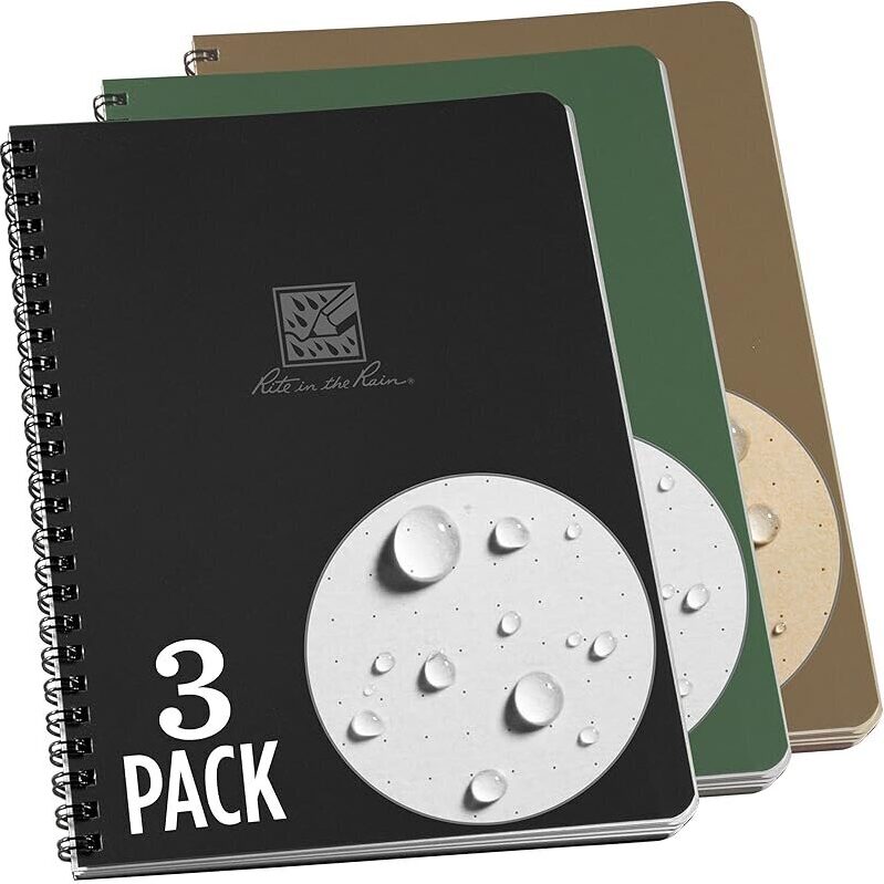 Durable 3-Pack Weatherproof Side Spiral Notebooks - Essential for All Conditions