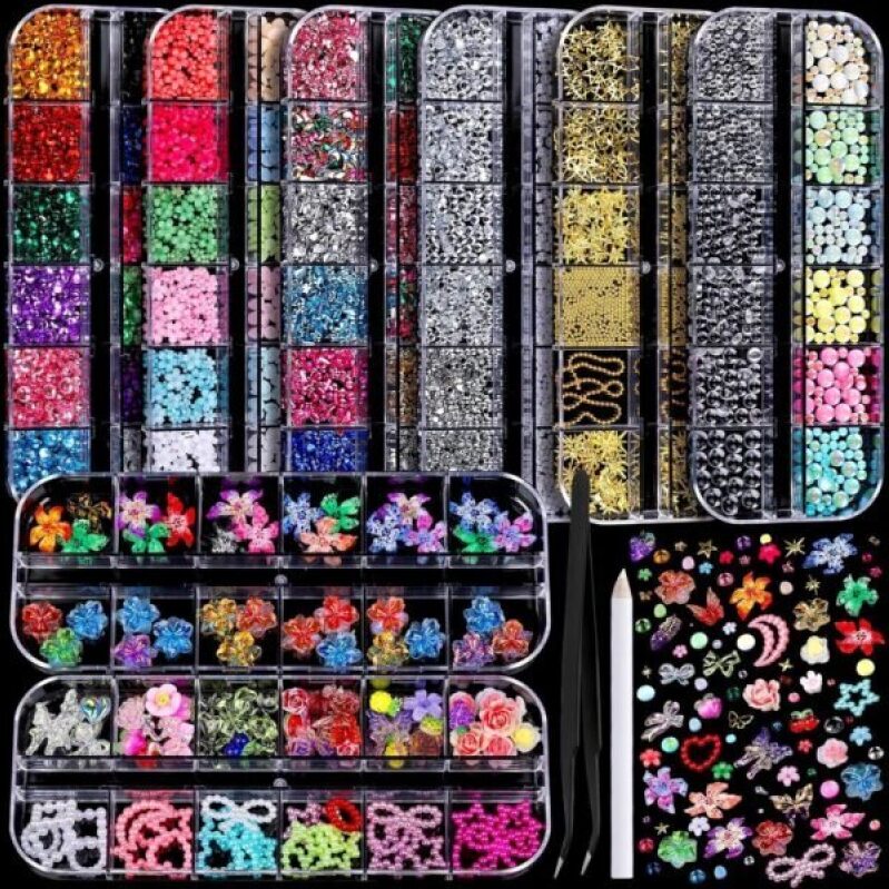FANDAMEI Nail Decoration Set - 8 Boxes of Manicure Gems and Jewels - 50% OFF